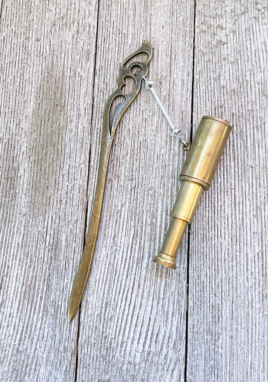 Spyglass Monocular bookmark - Pirate Treasure Bronze metal bookmark, nautical themed gift, gift for teen reader