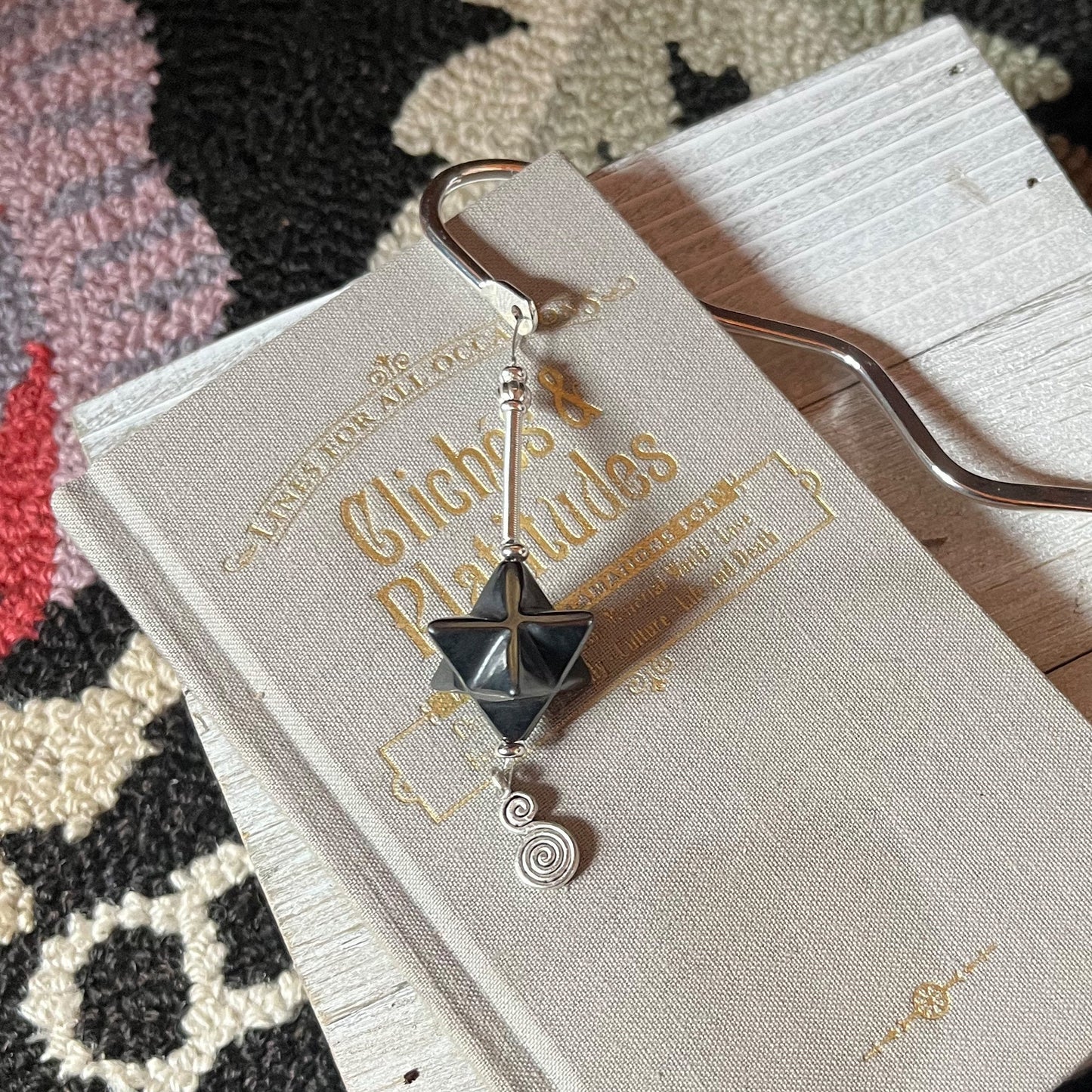 Sacred Geometry Merkaba Bookmark with Hematite. Gift for reader. Balance your energy and read deeply. Gift for Mother, Father, or reader