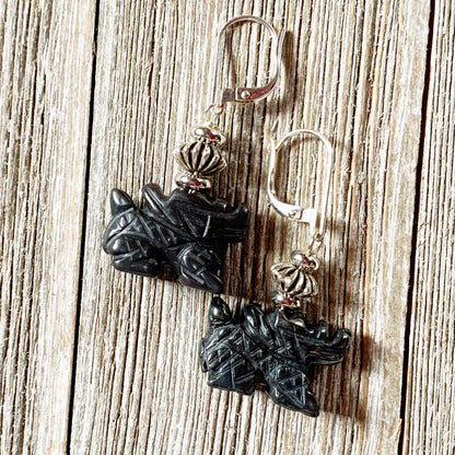 Dragon Jewelry - Carved Hematite Necklace on a 16 inch chain showcasing intricate dragon details, ideal for zen aesthetic gifts.
