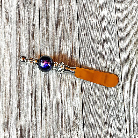 Beaded Handle Cheese Serving Knife - Unique Mother's Day Gift - Handmade Silvertone Kitchen Accessory