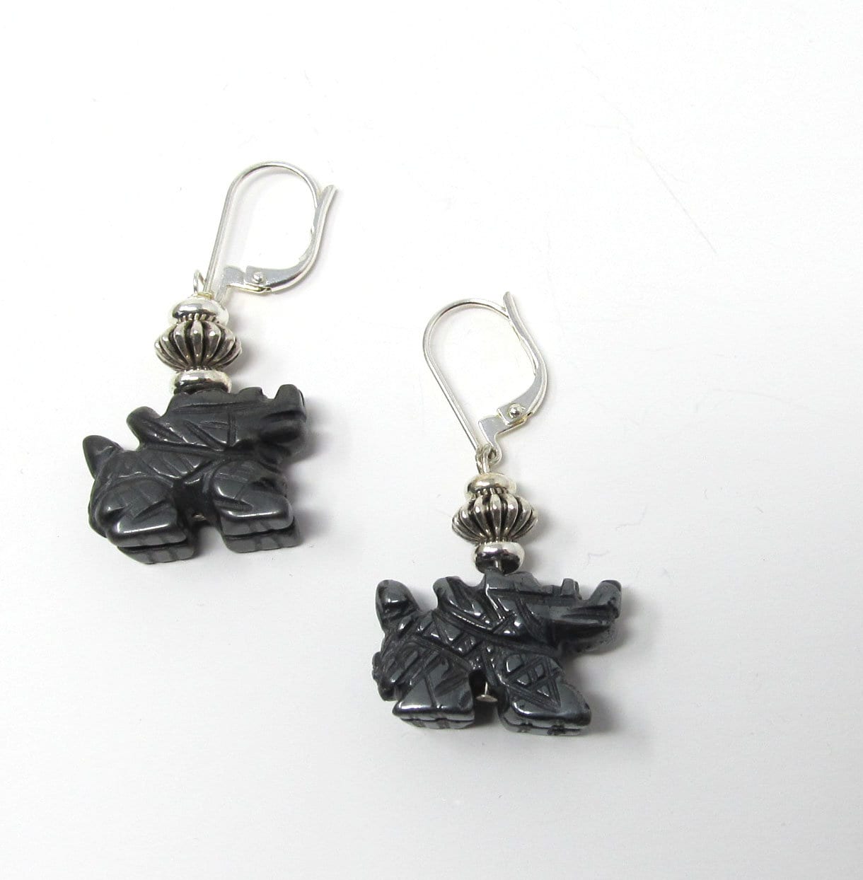 Dragon Jewelry - Carved Black Stone Earrings, necklace, bangle bracelet - Carved Hematite Fantasy Earrings, Gamer Gift, Zen Aesthetic gift