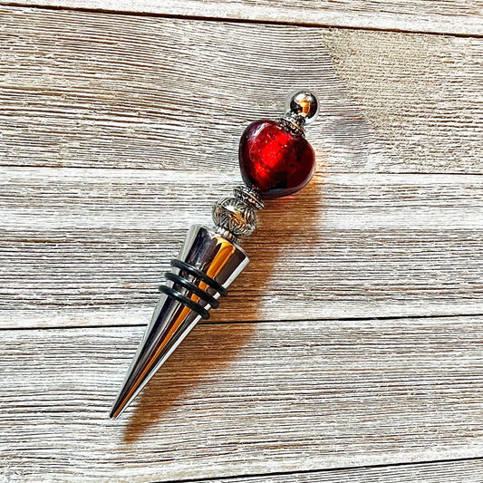 Heart Wine Cork - bottle topper wine stopper, foodie gift, mead and cheese gift, Art Glass Bottle Decor