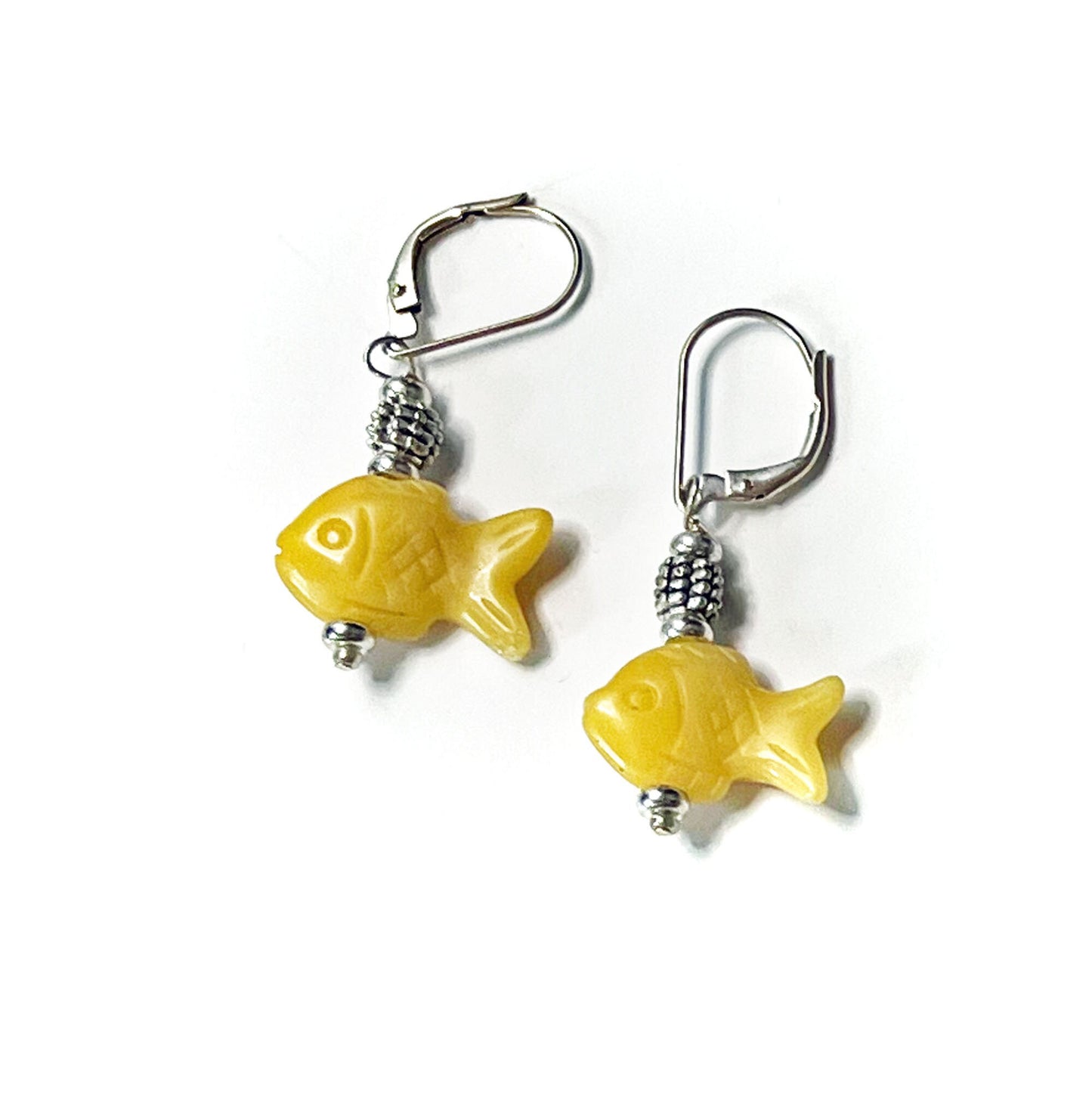 Fish Earrings - Colorful Fish Jewelry, Aquarium Keeper Gift, gift for SCUBA diver, Carved Stones of different colors Animal Earrings, Nature