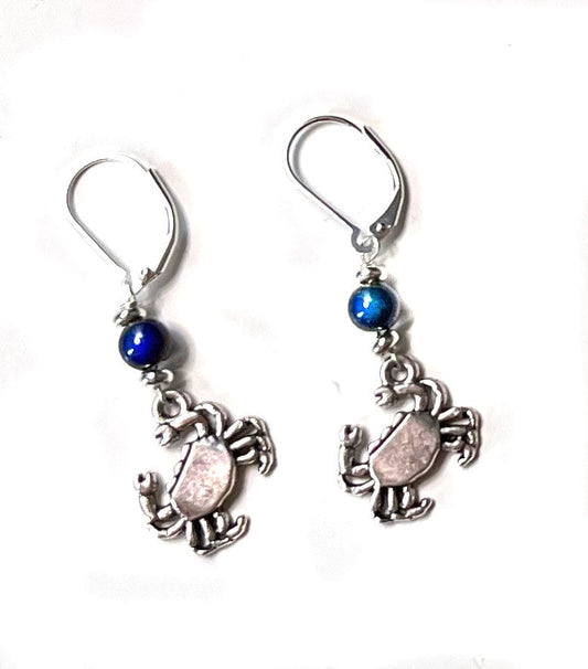 Color Changing Crab Dangle Earrings - Ocean Lover Gift - Mood Bead Jewelry - Gwynstone Handmade