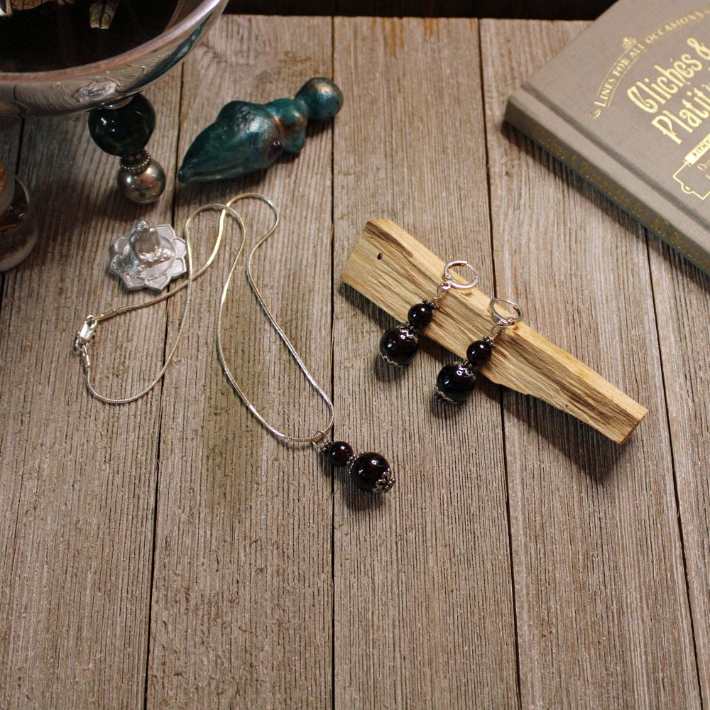 Sacred Geometry Garnet Earrings | Sterling Silver Lever Back Earwires | Artisan Handmade