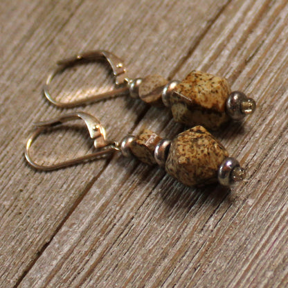 Artisan-designed Tan Jasper Earrings - a stylish Jewelry Gift for Minimalist with spiritual significance.