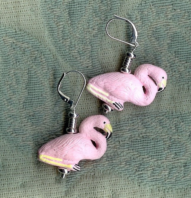 Funny Flamingo Earrings - Drop Earrings - Flamingo Jewelry - Tropical Earrings - Flamingo Lover Gift - Tropical Earrings - Beach Party Wear