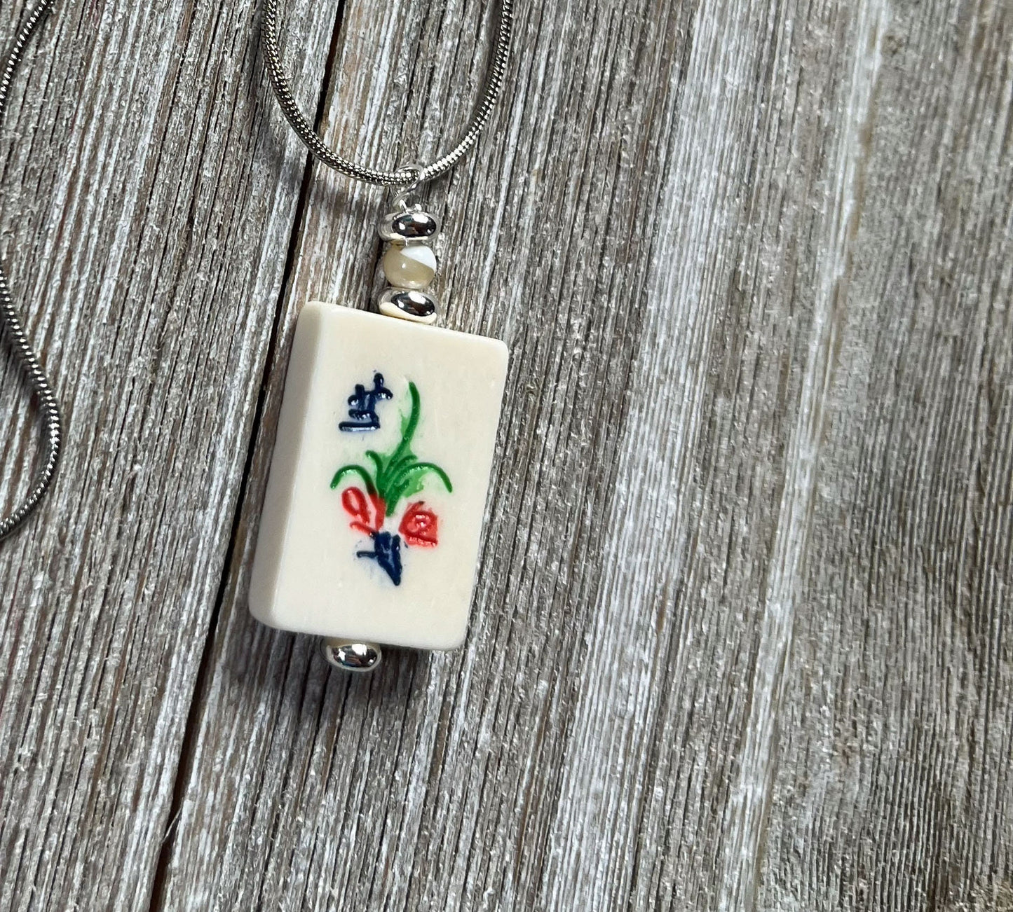 Mahjong Tile Earrings, Necklace or set Flower Bonus Style - Majong Player Gift, Mahjong Mom Gift for the player you know