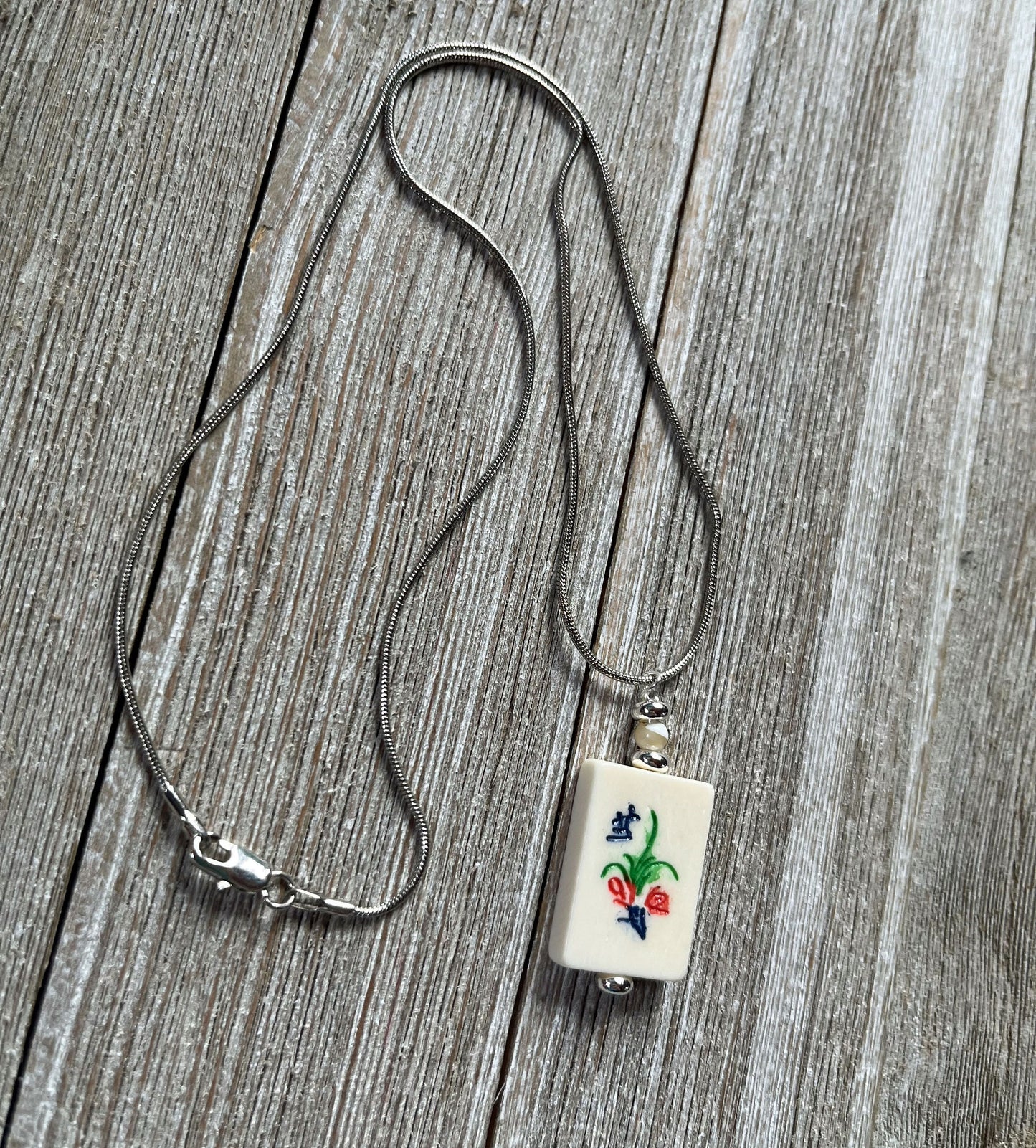 Mahjong Tile Earrings, Necklace or set Flower Bonus Style - Majong Player Gift, Mahjong Mom Gift for the player you know