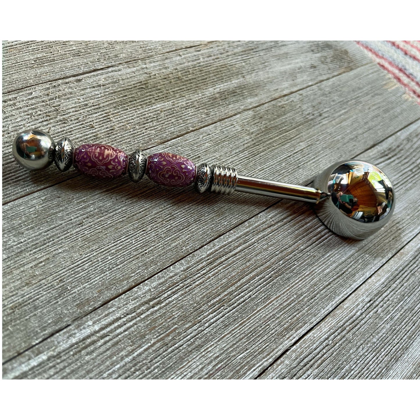 Beaded Coffee Scoop  - Mood Bead Color Change Herb Scoop, bath salts, coffee spoon, loose tea measuring spoon, tablespoon measure. Deep Bowl