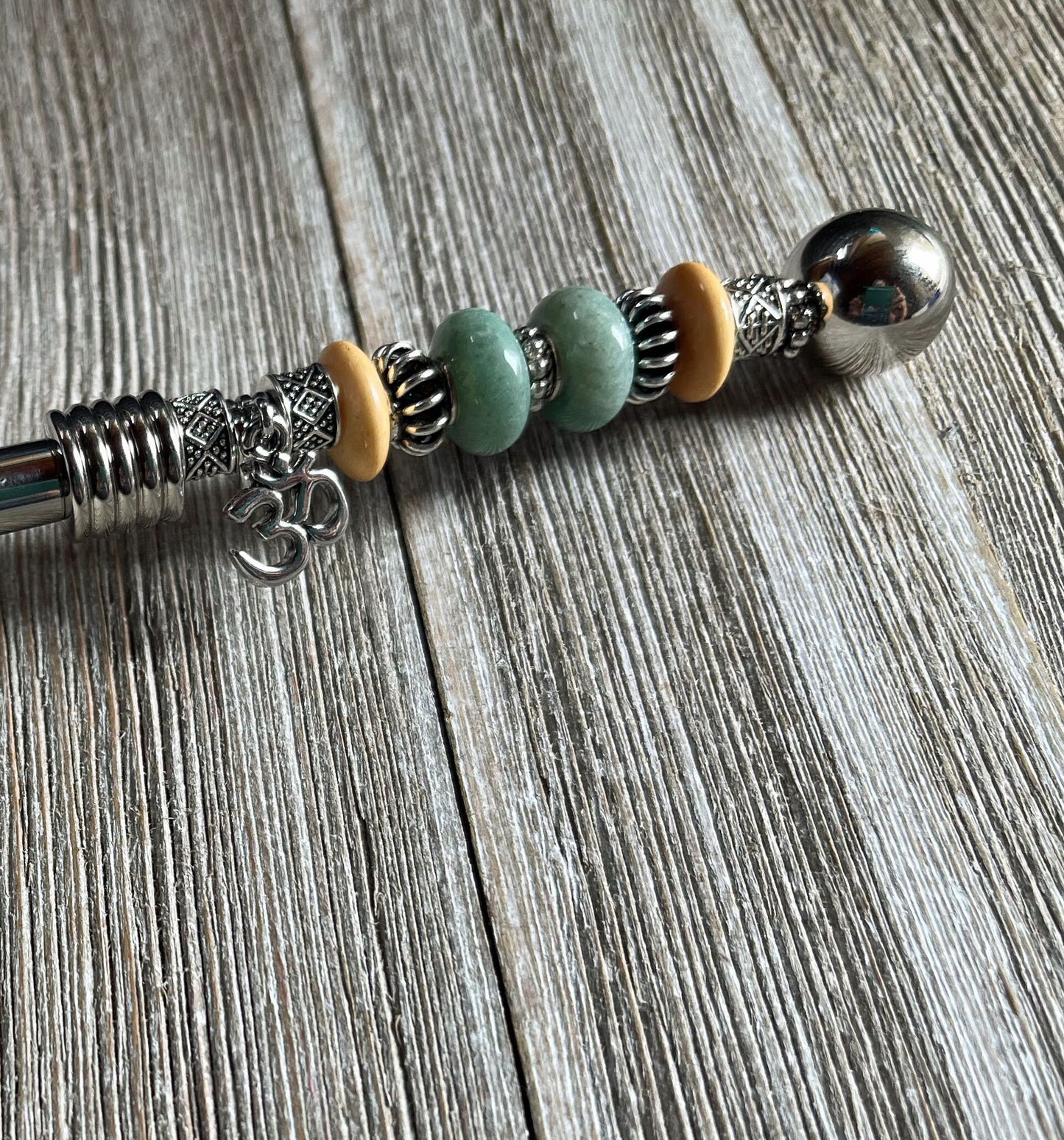 Zen Gift Deep Bowl Spoon - Herb Scoop, Supplement Power, coffee spoon, namaste charm beaded handle, tablespoon measure. Gift for Health