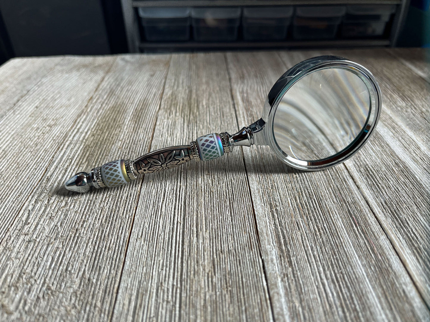 Eye Catching Gift - Shimmering Bead Handed Magnifier - Hippie Gift - Office Crafting Tool - Unique Gift for Friend