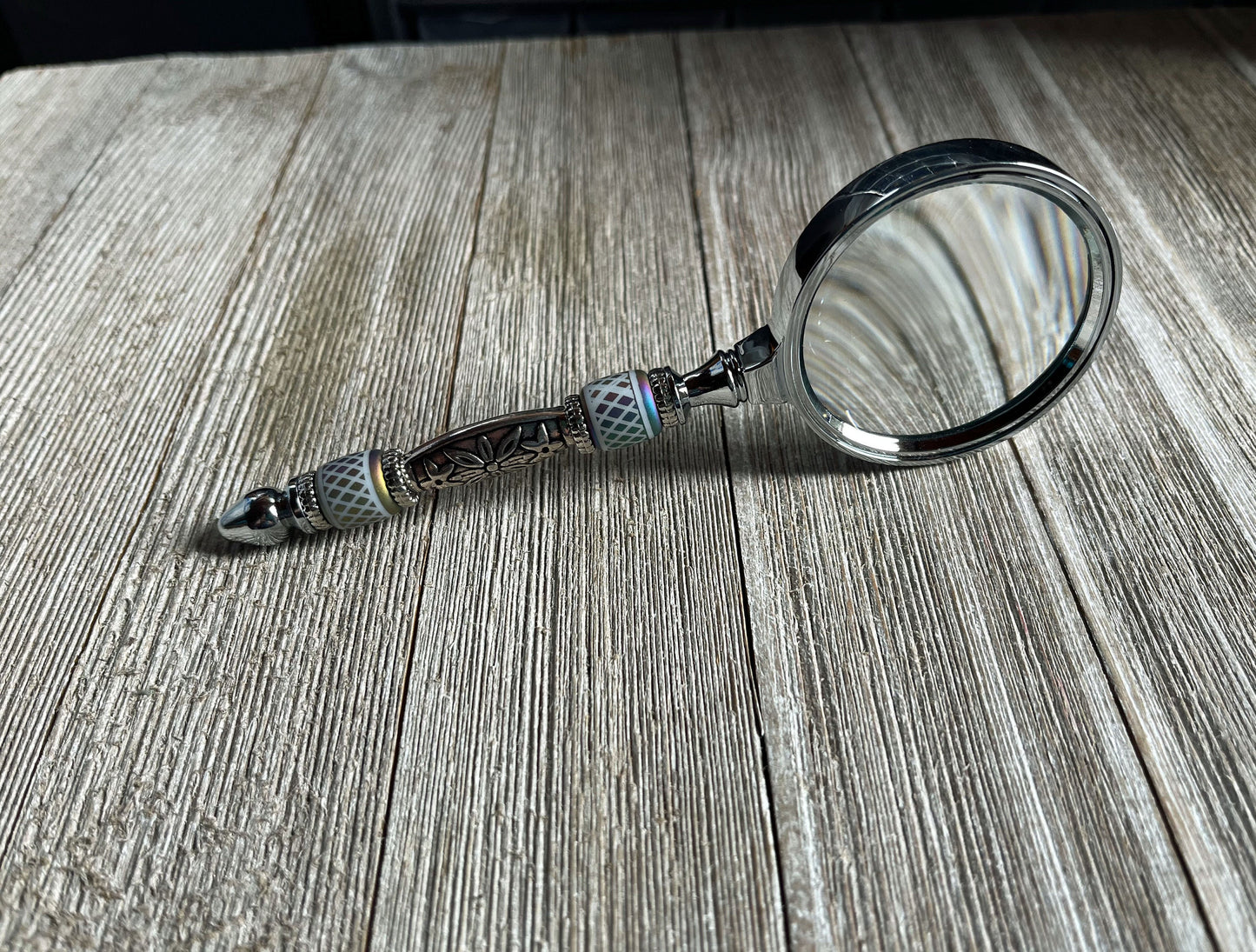 Eye Catching Gift - Shimmering Bead Handed Magnifier - Hippie Gift - Office Crafting Tool - Unique Gift for Friend