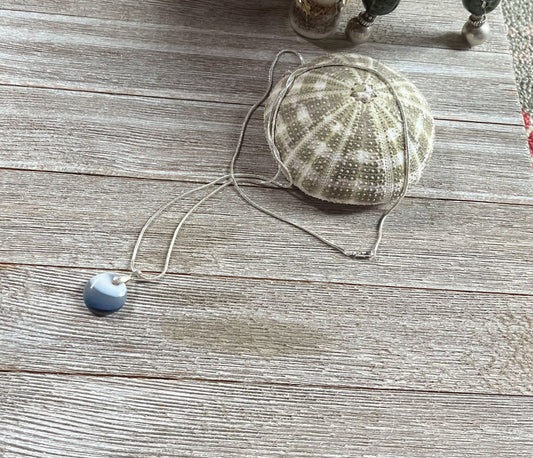 Blue Agate Pendant Minimalist Necklace - Simple Gift for a Friend, Self Care Gift, Calming Zen Aesthetic Jewelry gift for self