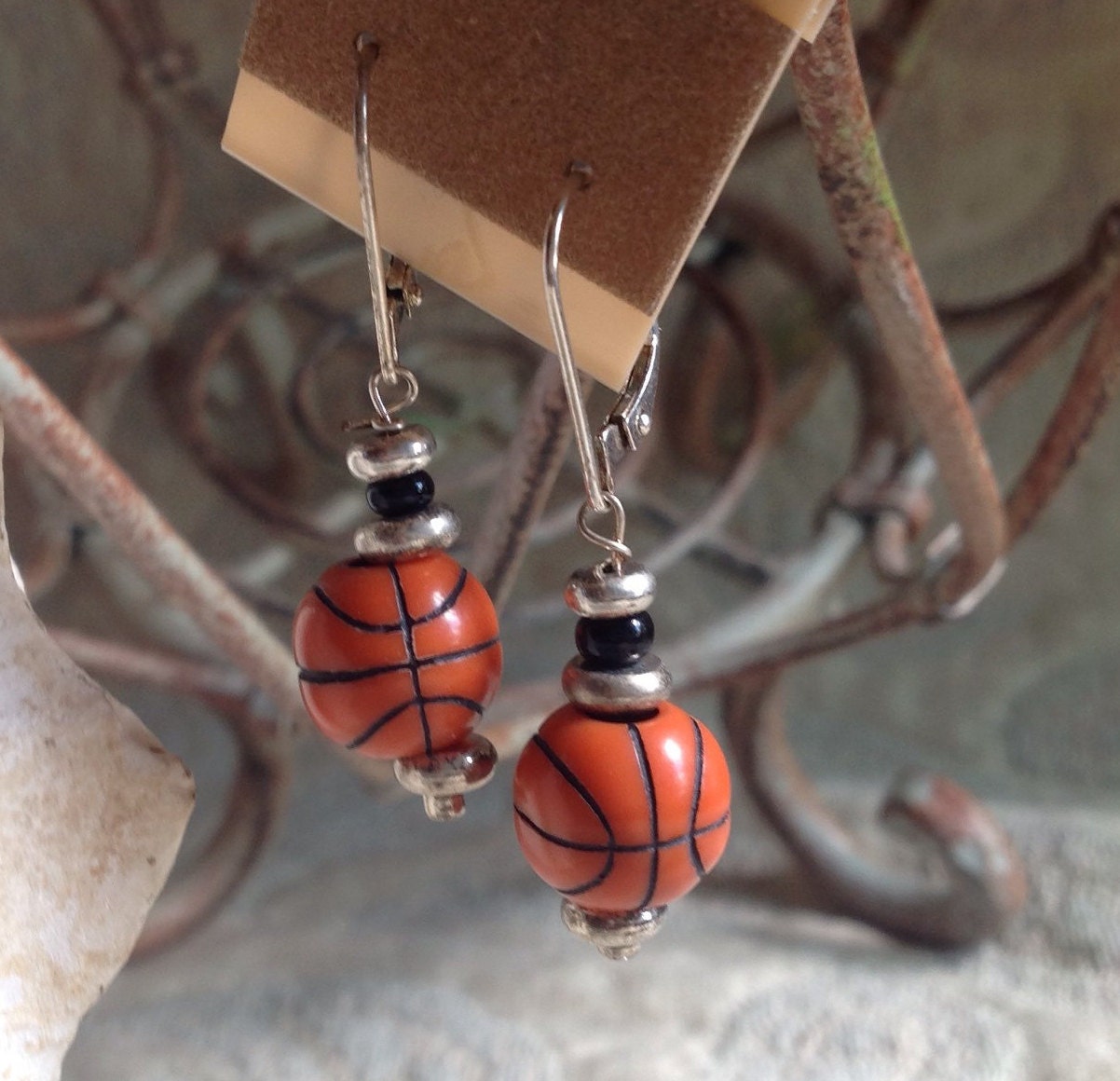 Basketball novelty earrings - Sports Girl Earrings, Teen Drop Sport ball Earrings, March Madness Jewelry, Gift For Coach or Team