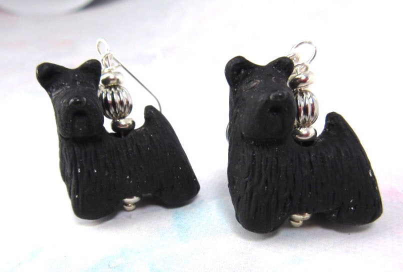 Scotty Dog Earrings - Scottie dog lover gift - scottish terrier earrings  - black or white - scotty dog earring gift a pair of these