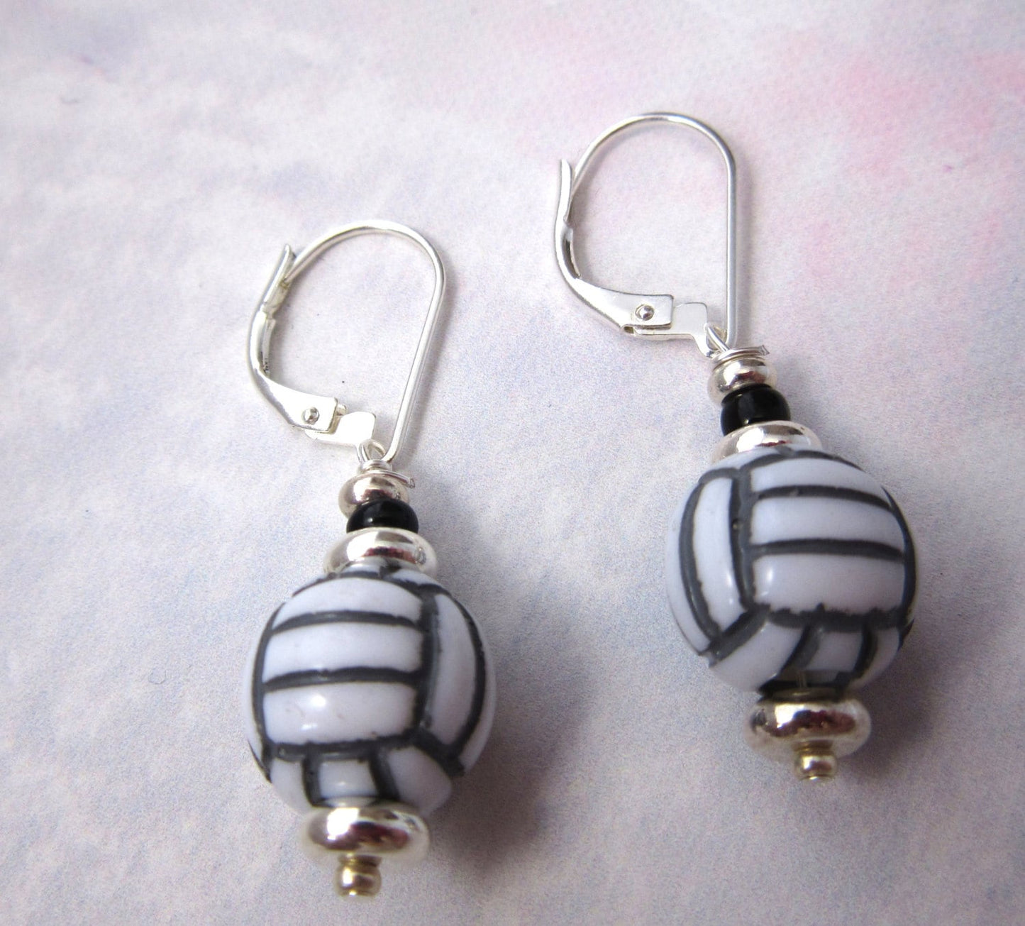 Volleyball earrings - Sport Ball Jewelry, Gift for Volley ball team, Lever Back Earrings, Light Plastic Ball Earring, fun coach surprise