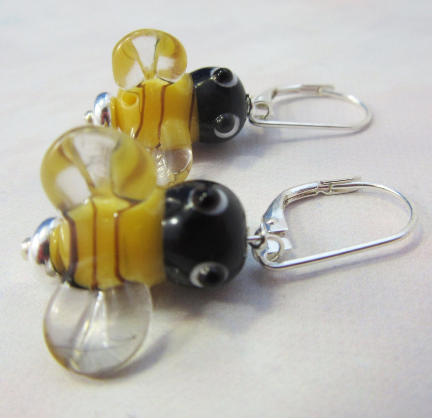 Buzzing Bee Earrings, gift for beekeeper, cheerful Honey Bee Art Glass Earrings, apiarist jewelry gift, cute insect earrings, get the buzz