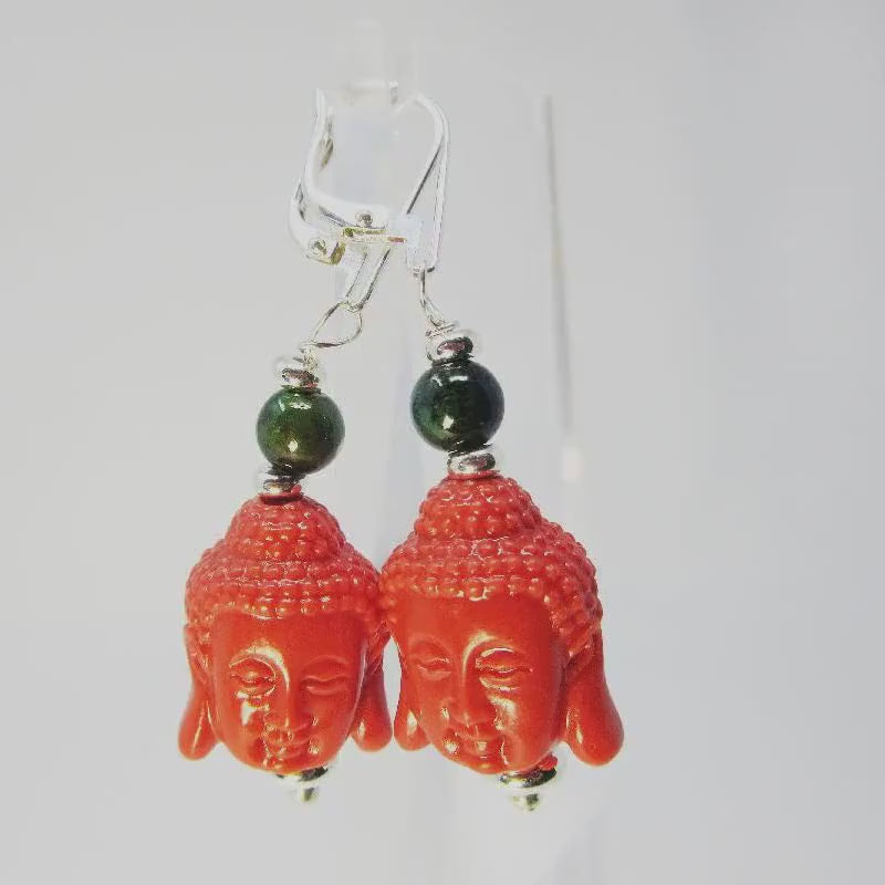 Kwan yin white stone earrings, color change earrings, kuan yin jewelry, zen style gift, mood bead earrings, yoga jewelry,