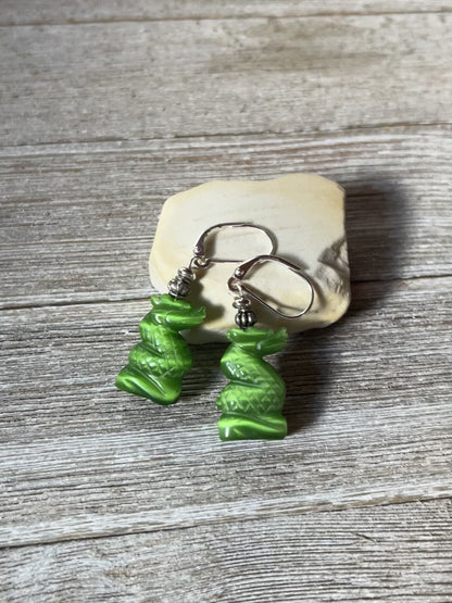 Transform Your Look with Green Dragon Earrings – Sparkle with Emerald Elegance