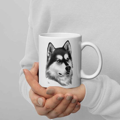 Siberian Husky Dog White glossy mug